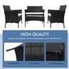 4 Piece Outdoor Patio Furniture Sets Outdoor Wickerr Rattan Chairs loveseat with Soft Cushion and Glass Table Outdoor Indoor Use Backyard Porch Garden