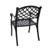 2 Piece Outdoor Dining Chairs; Cast Aluminum Chairs with Armrest; Patio Bistro Chair Set of 2 for Garden; Backyard (Lattice Design 2 Chairs)