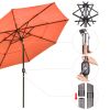 10Ft 3-Tiers 32LEDS Patio Umbrella Fruit Orange