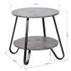 Small Round Coffee Table End Table 2 Tiers Side Nightstand with Storage Industry Rack Wood Table Accent Furniture for Living Room/Bed Room/Kitchen Roo