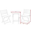 3 Pack Folding Bistro Table Chair Set Garden Backyard Patio Furniture White