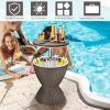 8 Gallon 3 in 1 Patio Rattan Cooler Bar Conditioner Ice Bucket Brown