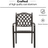 2 Stackable Outdoor Patio Dining Chairs, Rust-Free Cast Aluminum Frame Chair