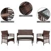 Outdoor 4pcs 1 Double Seat 2 Single Seat 1 Coffee Table Armrest Hollow Knit Combination Sofa,PE rattan and iron frame Sofa Set  XH