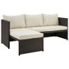 Manhattan Comfort Menton Steel Rattan 2-Piece Chair Lounge and 2 Seater with Coffee Table Patio Set in Cream