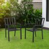 2pcs Backrest Vertical Grid Wrought Iron Dining Chair Black