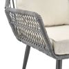 Manhattan Comfort Cannes Rope Wicker 3-Piece Patio Conversation Set with Cushions in Cream