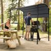 7x4.5Ft Outdoor Grill Gazebo BBQ Canopy With Side Awning,2 Exterior Serving Shelves And 8 Hooks,Suitable for Patio Lawn Backyard RT