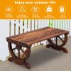 2-Person Rustic Garden Bench; Outdoor Wagon Wheel Porch Bench for Backyard Patio Garden; Brown