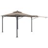 Patio 9.8ft.L x 9.8ft.W Gazebo with Extended Side Shed/Awning and LED Light for Backyard,Poolside, Deck, Brown