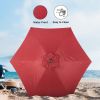 Simple Deluxe 7.5' Patio Outdoor Table Market Yard Umbrella with Push Button Tilt/Crank; 6 Sturdy Ribs for Garden; Deck; Backyard; Pool; 7.5ft; Red