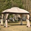 U_STYLE 9.8 Ft. W x 11.8 Ft. D Patio Outdoor Gazebo; Double Roof Soft Canopy Garden Backyard Gazebo with Mosquito Netting Suitable for Lawn; Garden; B