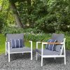 Outdoor Patio Aluminum Chair; Furniture Single Armchair with Cushions for Restaurant Courtyard or Garden; Gray