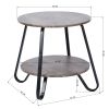 Small Round Coffee Table End Table 2 Tiers Side Nightstand with Storage Industry Rack Wood Table Accent Furniture for Living Room/Bed Room/Kitchen Roo