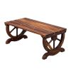 2-Person Rustic Garden Bench; Outdoor Wagon Wheel Porch Bench for Backyard Patio Garden; Brown