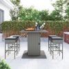 Patio 5-Piece Rattan Dining Table Set; PE Wicker Square Kitchen Table Set with Storage Shelf and 4 Padded Stools for Poolside; Garden; Gray Wicker+Dar