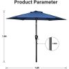 Simple Deluxe 7.5' Patio Outdoor Table Market Yard Umbrella with Push Button Tilt/Crank; 6 Sturdy Ribs for Garden; Deck; Backyard; Pool; 7.5ft; Blue