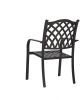 2 Stackable Outdoor Patio Dining Chairs, Rust-Free Cast Aluminum Frame Chair