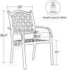 2 Stackable Outdoor Patio Dining Chairs, Rust-Free Cast Aluminum Frame Chair