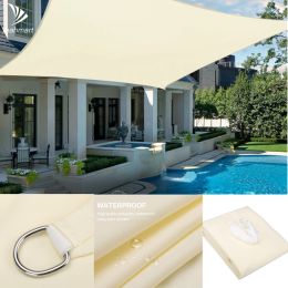 Waterproof Sun Shelter Sunshade Protection Shade Sail Awning Camping Shade Cloth Large For Outdoor Canopy Garden Patio 40%OFF (Color: Light  Yellow 4x3M)