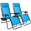 Set of 2 Zero Gravity Lounge Chair Lounger for Patio;  Pool with Cup Holder Tray