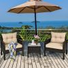 3 Piece Outdoor Rattan Conversation Set Patio Furniture Upholstered Sofa Chair