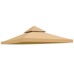 10'x10' Gazebo Canopy Top Replacement 2 Tier Patio Pavilion Cover UV30 Sunshade (Color: Khaki, size: 2 Tier)