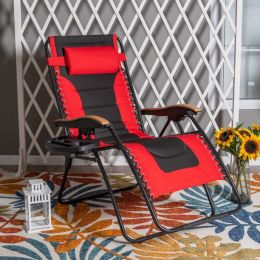 XL Oversized Padded Zero Gravity Camping Recliner (Color: Red)