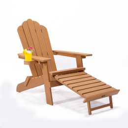 TALE Folding Adirondack Chair with Pullout Ottoman with Cup Holder, Oaversized, Poly Lumber, for Patio Deck Garden, Backyard Furniture, Easy to Instal (default: default)