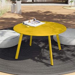 Round Coffee Table Patio Side Table (Color: Yellow)