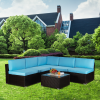 Outdoor Garden Patio Furniture 6-Piece Brown PE Rattan Wicker Sectional  Cushioned Sofa Sets