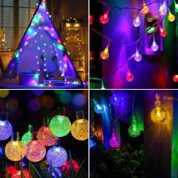 36FT 60 LED Solar String Light USB Party Xmas Yard Patio Garden Waterproof Decor; Solar Powered Patio Lights for Garden Yard Porch Wedding Party Decor (Color: Colorful)