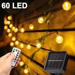 36FT 60 LED Solar String Light USB Party Xmas Yard Patio Garden Waterproof Decor; Solar Powered Patio Lights for Garden Yard Porch Wedding Party Decor (Color: WarmWhite)