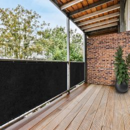 Balcony and Fence Privacy Screen 5' x 50' with 90% Shade Rating - 170 GSM Polyethylene Fabric (Color: Black)