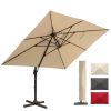 9 x 12 ft. Offset Cantilever Aluminum Rectangular Hanging Umbrella with 360Â° Rotation;  Cross Base & Umbrella Cover for Patio Lawn Garden Backyard &