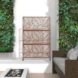 6.5 ft. H x 4 ft. W Patio Laser Cut Metal Privacy Screen, 24"*48"*3 panels (Color: BROWN, Material: Galvanized steel)