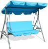 Outdoor 2-Seat Swing with Teapoy Weather Resistant Canopy Powder Coated Steel Frame Patio Swinging Hammock with  Stand and Removable Cushion