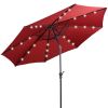 10ft Patio Solar Umbrella LED Patio Market Steel Tilt With Crank Outdoor