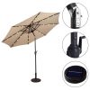 10ft Patio Solar Umbrella LED Patio Market Steel Tilt With Crank Outdoor