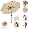 10ft Patio Solar Umbrella LED Patio Market Steel Tilt With Crank Outdoor