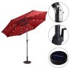 10ft Patio Solar Umbrella LED Patio Market Steel Tilt With Crank Outdoor