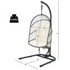 Hanging Wicker Egg Chair with Stand and Cushion