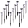 12 Pcs LED Stainless Steel Outdoor Garden Solar Lights for Pathway Walkway Patio Yard Lawn Cool White XH