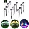 12 Pcs LED Stainless Steel Outdoor Garden Solar Lights for Pathway Walkway Patio Yard Lawn Cool White XH