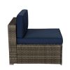 Outdoor Garden Patio Furniture 6-Piece Brown PE Rattan Wicker Sectional  Cushioned Sofa Sets