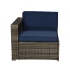 Outdoor Garden Patio Furniture 6-Piece Brown PE Rattan Wicker Sectional  Cushioned Sofa Sets