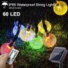 2 Pack 60 LED 36 FT Each;  Crystal Globe Lights with 8 Lighting Modes;  Solar Powered Patio Lights for Garden Yard Porch Wedding Party Decor; Solar St