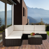 Outdoor Garden Patio Furniture 6-Piece Brown PE Rattan Wicker Sectional  Cushioned Sofa Sets