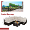 Outdoor Garden Patio Furniture 6-Piece Brown PE Rattan Wicker Sectional  Cushioned Sofa Sets