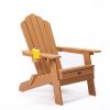 TALE Folding Adirondack Chair with Pullout Ottoman with Cup Holder, Oaversized, Poly Lumber, for Patio Deck Garden, Backyard Furniture, Easy to Instal